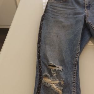 Beaded Zara basic denim jeans blue